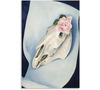 Orjdjz Wxkbl Affiche de Georgia O’Keeffe《Crâne de cheval avec une rose》Illustrations murales et peintures sur toile de Georgia O’Keeffe pour la décoration du salon Tableau 30x40cm sans cadre
