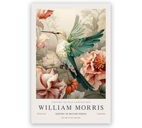 Orjdjz Wxkbl Impression sur toile de William Morris Colibri pivoine rose William Morris Poster William Morris Art mural rétro pour décoration d'intérieur 50 x 70 cm x 1 cm