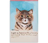 Orjdjz Wxkbl Je suis tombée amoureuse d’un joli chaton Affiche et imprimés Vintage Peinture murale Louis Wain pour décoration intérieure 40x55cm sans cadre
