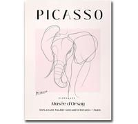 Orjdjz Wxkbl Pablo Picasso Art mural rose Affiche et gravures de la ligne d’éléphant de Pablo Picasso Peinture abstraite sur toile pour la décoration de la chambre Tableau 40x55cmx1 Sans cadre