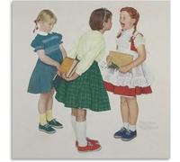 Orjdjz Wxkbl The Checkup By Norman Rockwell Affiche Affiche murale Norman Rockwell Toile Illustrations Peintures rétro pour décoration murale maison 40x40cm Sans cadre
