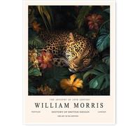 Orjdjz Wxkbl William Morris Style léopard Impression sur toile Dark Botanical Jungle Wall Art William Morris affiche peinture moderne pour chambre à coucher Decor 16x24in non encadré