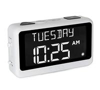 ORKA Horloge parlante à enregistrement vocal pour démence, audition, personnes âgées malvoyantes avec plusieurs alarmes personnalisées, blanc