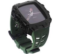 ORKDFJ Coque antichoc de luxe en alliage de zinc avec bracelet en caoutchouc, pour Apple Watch Series 8 7 41/45 mm, bracelet en caoutchouc fluoré avec boîtier en métal, pour iWatch SE 6 5 4 40/44 mm