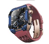 ORKDFJ Fluororubber Bracelet de montre en fibre de carbone pour Apple Watch SE/4/5/6/7/8/9 Series 44/45 mm, 45mm