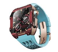 ORKDFJ Fluororubber Bracelet de montre en fibre de carbone pour Apple Watch SE/4/5/6/7/8/9 Series 44/45 mm, 45mm