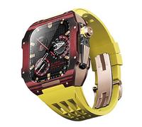 ORKDFJ Fluororubber Bracelet de montre en fibre de carbone pour Apple Watch SE/4/5/6/7/8/9 Series 44/45 mm, 44mm