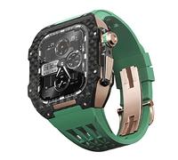 ORKDFJ Fluororubber Bracelet de montre en fibre de carbone pour Apple Watch SE/4/5/6/7/8/9 Series 44/45 mm, 44mm