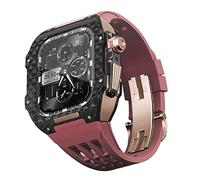 ORKDFJ Fluororubber Bracelet de montre en fibre de carbone pour Apple Watch SE/4/5/6/7/8/9 Series 44/45 mm, 45mm