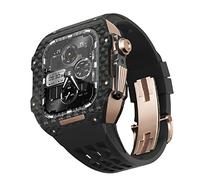 ORKDFJ Fluororubber Bracelet de montre en fibre de carbone pour Apple Watch SE/4/5/6/7/8/9 Series 44/45 mm, 45mm