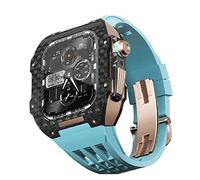 ORKDFJ Fluororubber Bracelet de montre en fibre de carbone pour Apple Watch SE/4/5/6/7/8/9 Series 44/45 mm, 44mm