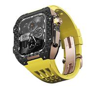 ORKDFJ Fluororubber Bracelet de montre en fibre de carbone pour Apple Watch SE/4/5/6/7/8/9 Series 44/45 mm, 44mm