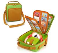 ORKELS Étui de transport compatible avec Yoto Mini (édition 2024), sac de rangement de voyage avec porte-cartes pour 30 cartes, bandoulière réglable et poche pour accessoires - Sac uniquement (vert +