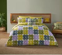 Orla Kiely Bedding - Parure de lit - Housse de couette 100% coton - Motif floral texturé - Lilas/Mousse (King Size (230 x 220 cm)