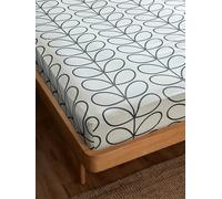 Orla Kiely Linear Stem Drap-housse 100 % coton Anthracite 200 fils King size 150 x 190 x 40 cm
