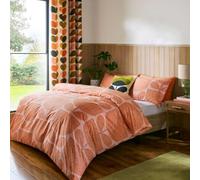 Orla Kiely Parure de lit - Block Garden Orange Sorbet 100% Coton 200 Fils (Super King Size Parure de lit 260 x 220 cm)
