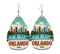 Orlando Usa Boucles d'oreilles en cuir avec pendentif en forme de goutte d'eau pour femme Style vintage, taille unique, Cuir