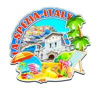 Orlaybar 4428 Aimant décoratif 3D pour réfrigérateur Motif La Spezia Italie Souvenir de voyage Cadeaux touristiques Fait à la main Artisanat Aimant de réfrigérateur Décoration de la maison