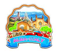 Orlaybar Alba Piémont Italie Aimant décoratif 3D pour réfrigérateur ville souvenir de voyage cadeaux touristiques fait à la main aimant de réfrigérateur décoration de la maison -4345