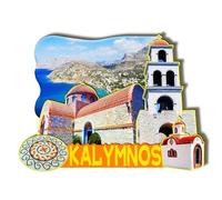 Orlaybar Kalymnos Grèce Aimant décoratif 3D pour réfrigérateur en ville, souvenir de voyage, cadeaux touristiques, fait à la main, aimant de réfrigérateur, décoration de la maison -903