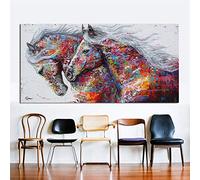 Orlco Art mural art Tableau peinture à l'huile sur toile Animal Home Decor trois Chevaux de course à pied d'impression sur toile Décoration images Poster coloré Décor Home, a, 24x48inch(60x120cm)