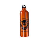 ORLETANOS Bouteille de carburant en aluminium - 800 ml - Orange - Motif tête de mort - Compatible avec Harley Davidson - Poche latérale - Sacoches de selle Sportster Softail Rocker Biker - Essence