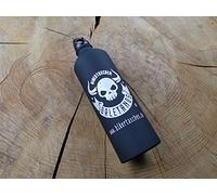 ORLETANOS Bouteille d'essence en aluminium 800 ml noir mat Skull compatible avec Harley Davidson sacoches latérales sacoches de selle Sportster Softail Rocker Biker Black Alu Bouteille essence