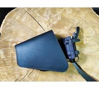 ORLETANOS Clean Blackline Sacoche latérale Compatible avec côté Gauche Sacoche de Selle Sacoche de Moto en Cuir Noir Bobber HD Custom Chopper Noir Biker