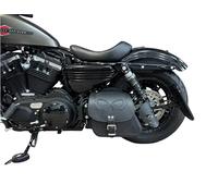 ORLETANOS Sporty Crâne Noir Compatible avec Harley Davidson Sacoche Oscillant Poche Latérale Sportster Quarante Huit Lowrider Garde-Boue XL 1200 48 883 Sac de Motard Noir