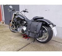 ORLETANOS The Big Sacoche de Selle Compatible avec Harley Davidson Fatboy Bob Graisse Streetbob à Partir 2018 Neuf Modèles HD Noir Poche Latérale Sac Valise Mauvais Côté 32 Volume Litre Grand Cuir