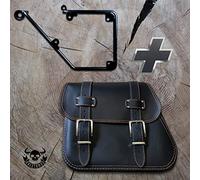 ORLETANOS Zeus Orange + Marque Support Gauche Compatible avec la Sacoche Dyna HD 1996-2017 Harley Davidson Streetbob Fat Bob Wide Glide