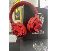 Orlinski Casque Audio sans Fil, Design Géométrique Sculpté, Rouge Métallique, Écouteurs Premium