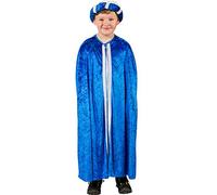 Orlob Fasching Costume pour Enfants Saint Trois Rois Cape differentes Couleurs Noel Carnaval Theatre (Bleu)