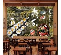 ORLUMY Papier Peint Personnalisé De Toutes Tailles,Motif Boule De Riz Sushi,Nourriture Japonaise,Pour Arrière-Plan De Restaurant,Décoration Murale 3D Pour La Maison-150X105Cm