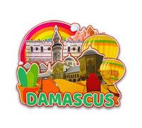 Orlybar 6546 Aimant de réfrigérateur en bois de Damas Syrie avec monuments 3D pour voyage, souvenir de collection, décoration faite à la main