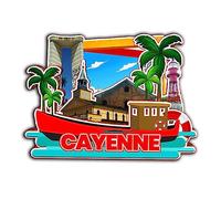 Orlybar Aimant de réfrigérateur Cayenne Guyane française en bois 3D monuments de voyage souvenir décoration fait main -2875