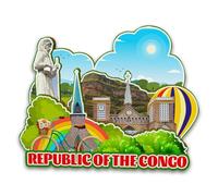 Orlybar Aimant de réfrigérateur en bois 3D de la République du Congo - Souvenirs de voyage - Décoration faite à la main - 5963