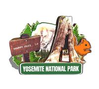 Orlybar Aimant de réfrigérateur en bois 3D motif parc national des États-Unis Yosemite - Souvenirs de collection - Fait à la main