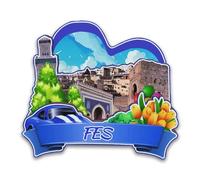 Orlybar Aimant de réfrigérateur FES Maroc en bois 3D monuments de voyage souvenirs de collection décoration fait main aimant de réfrigérateur -5683