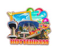 Orlybar Aimant de réfrigérateur Rotterdam Pays-Bas en bois 3D monuments de voyage souvenirs de collection décoration fait main aimant de réfrigérateur -6136