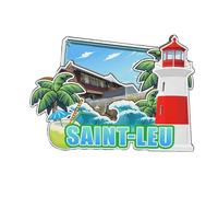 Orlybar Aimant de réfrigérateur Saint-Leu Île de la Réunion France en bois 3D monuments de voyage souvenirs de collection décoration fait main -4585