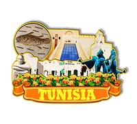 Orlybar Aimant en bois 3D Tunisie Afrique pour réfrigérateur - Souvenirs de voyage - Décorations faites à la main - 2, TangZJ-1139