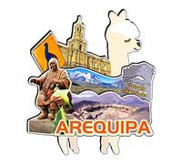 Orlybar Arequipa Aimant de réfrigérateur Pérou en bois 3D monuments de voyage souvenir décoration fait à la main