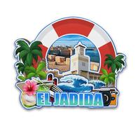 Orlybar El Jadida 5760 Aimant de réfrigérateur Maroc en bois 3D monuments de voyage souvenir de collection décoration fait à la main