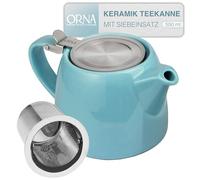 ORNA Théière en céramique avec infuseur et couvercle - Petite théière en porcelaine pour une ou 2 personnes - 550 ml - Turquoise
