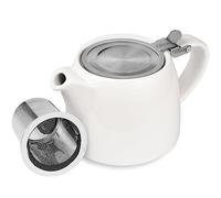 ORNA Théière en céramique avec infuseur et couvercle - Petite théière en porcelaine pour une ou 2 personnes - 550 ml - Blanc