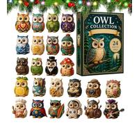 Ornam 2026 24 jours en acrylique 2D pour sapin de Noël | Révèle quotidiennement 24 décorations en acrylique 2D en forme de hibou, créant une tradition de compte à rebours amusante et