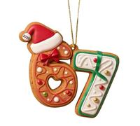 Ornament - Acrylic Two Dimensional Number 67 Item, Funny Yuletide Accent, Ready Drape Rope Feature for Thanksgiving Festive Car Display, Holiday Hanging Accessory, Multi Color