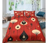 Ornamental patterns Linge de Lit Confortable Hypoallergique 3 pièces Mid-moderne century Ensemble De Literie avec 2 x Taies d'oreiller Super Douce for Décoration de Chambre Double（200x200cm）