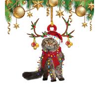 Ornamenti per Albero Di Natale - Ciondolo 2D in Acrilico A Forma Di Gatto E Cane | Decorazioni Natalizie Artigianali per CASA, Ufficio, Feste E Appendere Albero, Accessorio Festivo Resistente